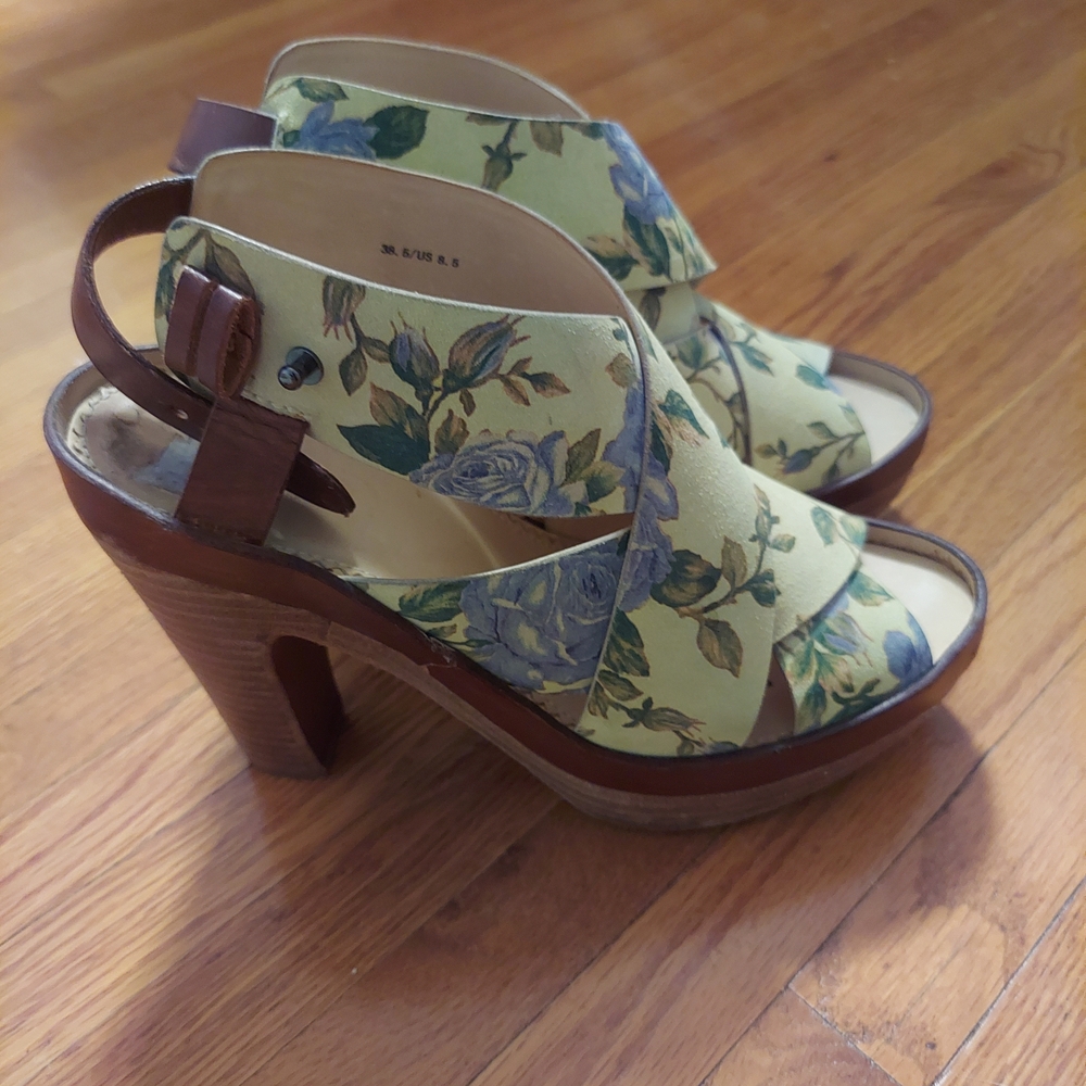 rag & bone Yellow and Blue Floral Heels